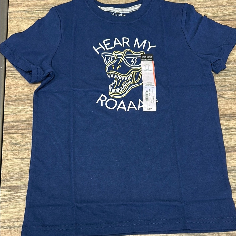 Okie Dokie Blue Roaring Tiger Short Sleeve Tee